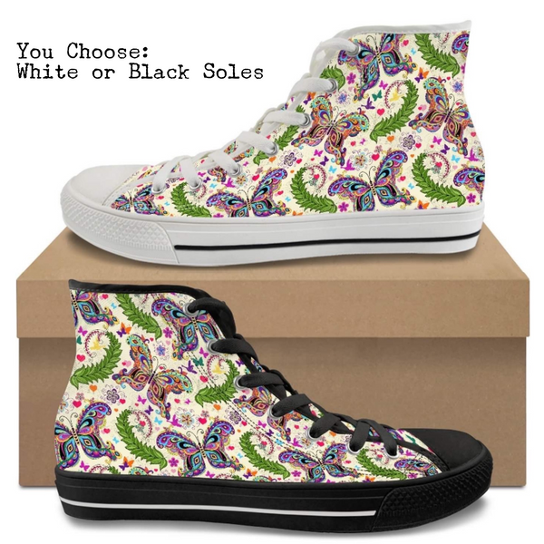 Paisley Butterfly Kitty Kicks™️ CANVAS HIGH TOP SHOES **REQUEST A PREORDER INVOICE** ($5 deposit will be applied to your full invoice)