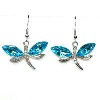 Amy Foxy Style Handmade Earrings - Sparkly Dragonfly Charms: Aqua