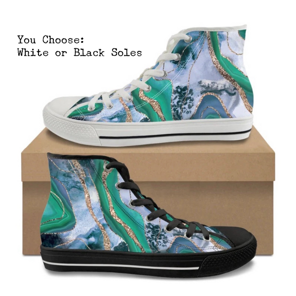 Green & Gold Marble Kitty Kicks™️ CANVAS HIGH TOP SHOES **REQUEST A PREORDER INVOICE** ($5 deposit will be applied to your full invoice)