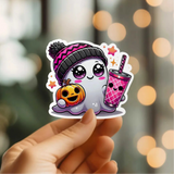 Mystical Monkey Toes - Cute Coffee Ghostie Sticker