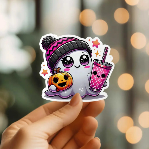 Mystical Monkey Toes - Cute Coffee Ghostie Sticker