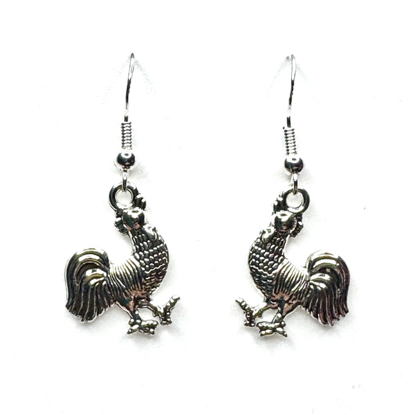 Amy Foxy Style Handmade Earrings - Rooster Chicken Charms