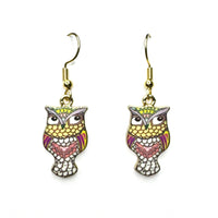 Amy Foxy Style Handmade Earrings - Colorful Owl Charms with Golden Hooks: #4