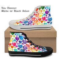 Pride Hearts CANVAS HIGH TOP SHOES **REQUEST A PREORDER INVOICE**