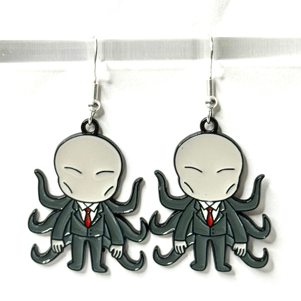 Amy Foxy Style Handmade Earrings - Horror Character Charms with Silver Hooks: Slim Guy