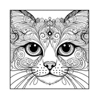 Mystical Monkey Toes - Beautiful Cat Face Coloring Sheets With Stackable Crayon