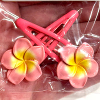 Funteze - Plumeria Hawaiian Flower Hair Pin Barrette 2 pcs Sets