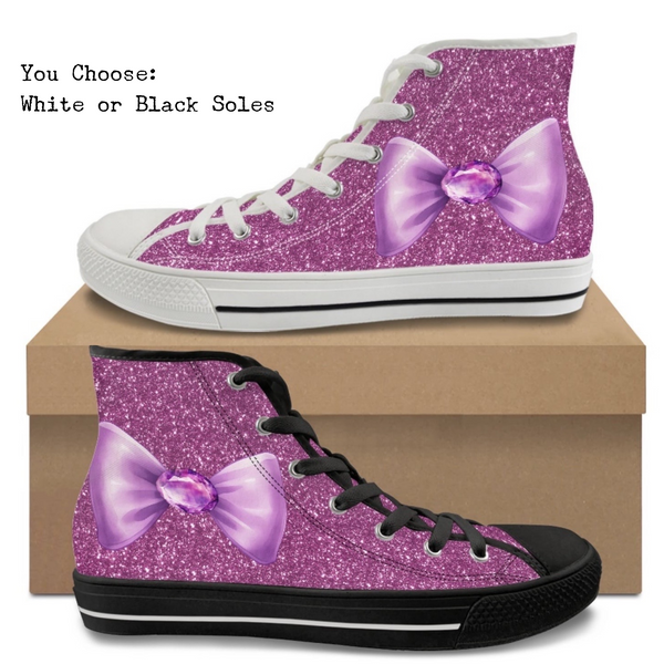 Orchid Sparkle Bows Kitty Kicks™️ CANVAS HIGH TOP SHOES **REQUEST A PREORDER INVOICE** ($5 deposit will be applied to your full invoice)