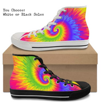 Neon Spiral CANVAS HIGH TOP SHOES **REQUEST A PREORDER INVOICE**