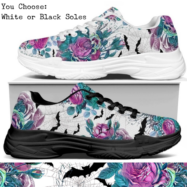 Bat Flowers Kitty Kicks™️ MODERN WALKING SHOES **REQUEST A PREORDER INVOICE** ($5 deposit will be applied to your full invoice)