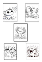 Mystical Monkey Toes - Adorable Axolotl Coloring Sheets With Stackable Crayon