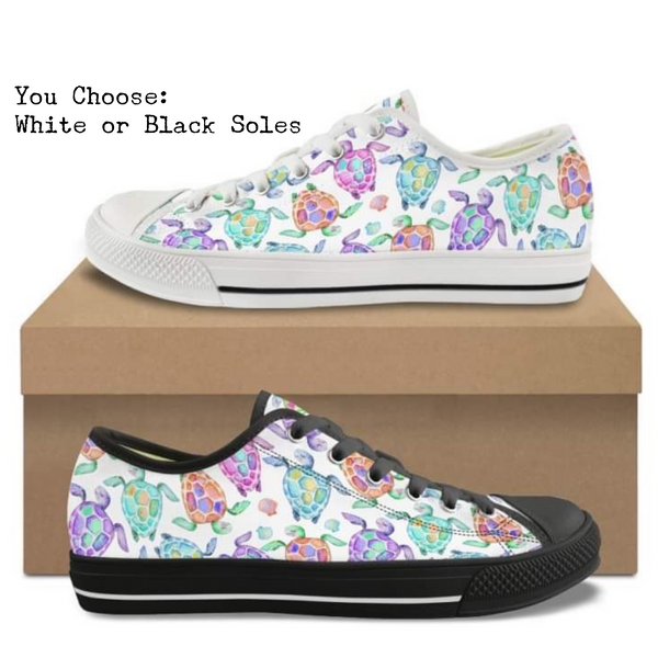 Watercolor Sea Turtles Kitty Kicks™️ CANVAS LOW TOP SHOES **REQUEST A PREORDER INVOICE** ($5 deposit will be applied to your full invoice)