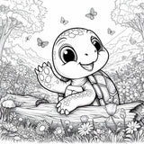 Mystical Monkey Toes - Adorable Turtle Coloring Sheets With Stackable Crayon