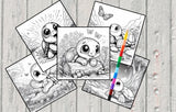 Mystical Monkey Toes - Adorable Turtle Coloring Sheets With Stackable Crayon