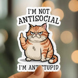 Mystical Monkey Toes - “…I’m Anti-Stupid” Cat Sticker NSFW