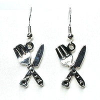 Amy Foxy Style Handmade Earrings - Kitchen Cooking Charms: Cutlery Knife and Fork