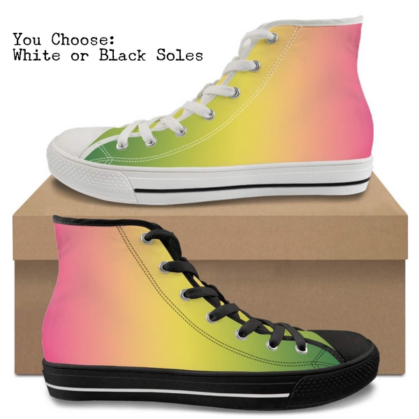 Ombre Tropical Kitty Kicks™️ CANVAS HIGH TOP SHOES **REQUEST A PREORDER INVOICE** ($5 deposit will be applied to your full invoice)
