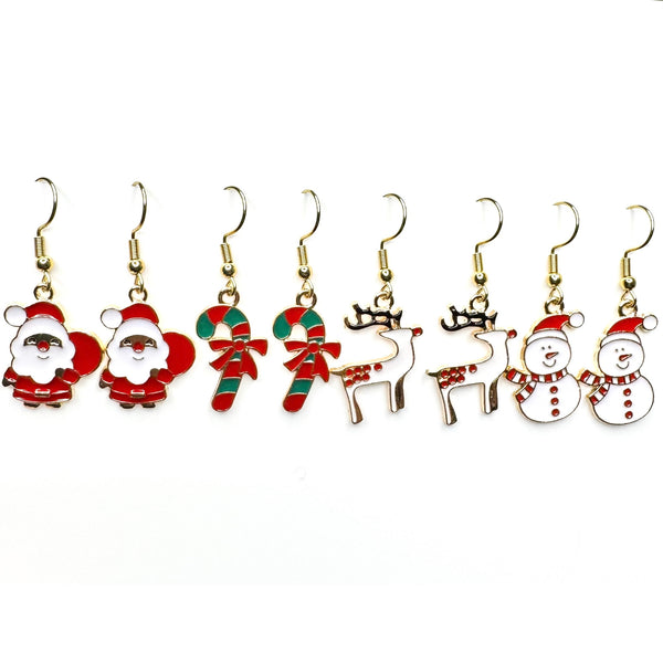 Amy Foxy Style Handmade Earrings GIFT SET - Holiday Charms with Golden Hooks: Santa Fun