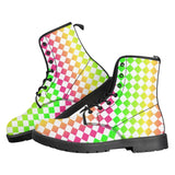 Neon Checkerboard Kitty Kicks™️ COMBAT BOOTS **REQUEST A PREORDER INVOICE** ($5 deposit will be applied to your full invoice)