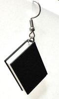 Amy Foxy Style Handmade Earrings - 3D Book Charms: Black