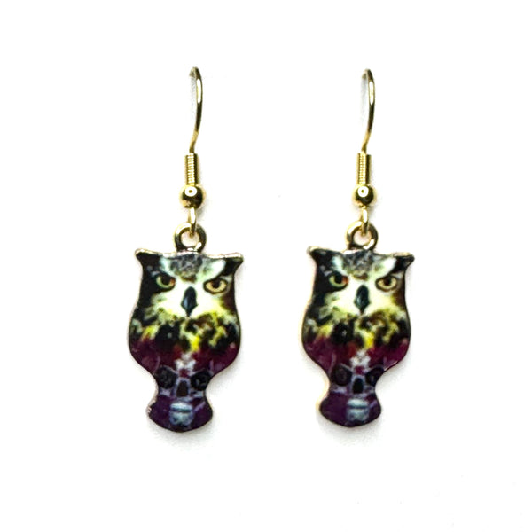 Amy Foxy Style Handmade Earrings - Colorful Owl Charms with Golden Hooks: #5