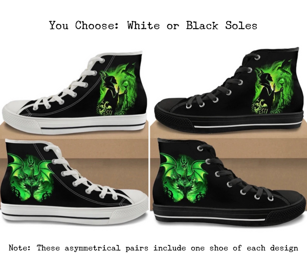 Evil Mistress & Dragon CANVAS HIGH TOP SHOES **REQUEST A PREORDER INVOICE**