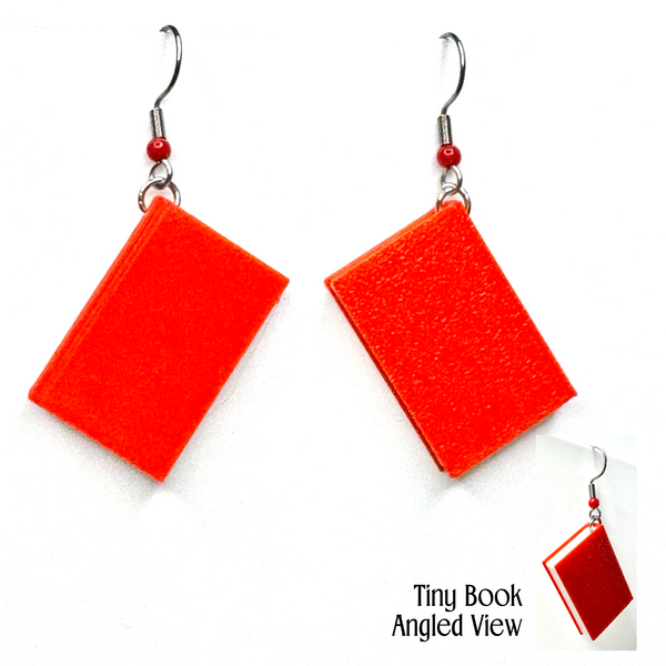 Amy Foxy Style Handmade Earrings - 3D Book Charms: Red