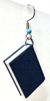 Amy Foxy Style Handmade Earrings - 3D Book Charms: Navy Blue