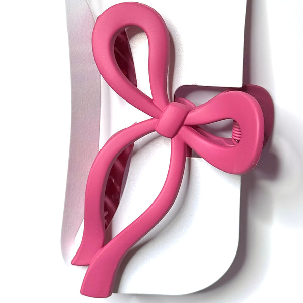 Love and Repeat - Matte Bow Hair Claw Clip: Hot Pink