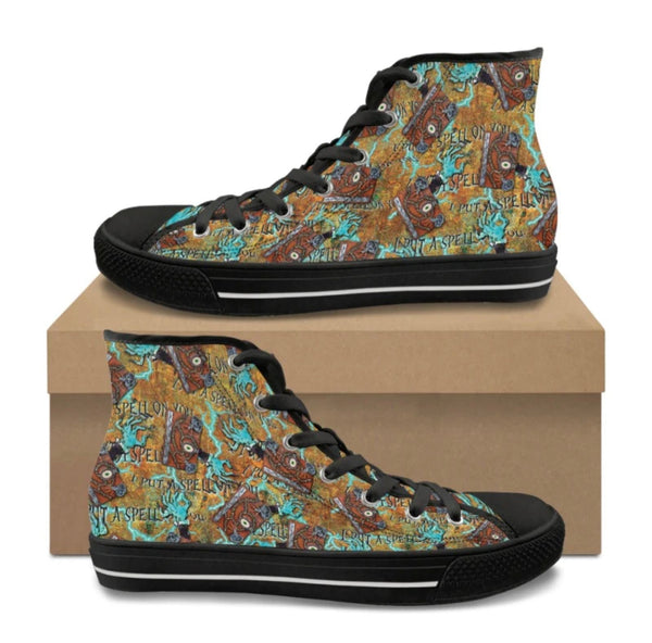 Spooky Books CANVAS HIGH TOP SHOES **REQUEST A PREORDER INVOICE**