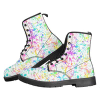 White Paint Splatter Kitty Kicks™️ COMBAT BOOTS **REQUEST A PREORDER INVOICE** ($5 deposit will be applied to your full invoice)
