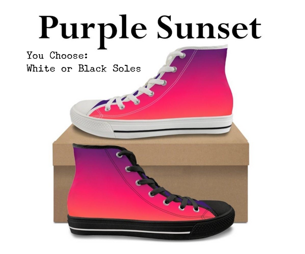 Purple Sunset CANVAS HIGH TOP SHOES **REQUEST A PREORDER INVOICE**