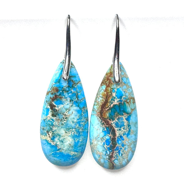 Mio Queena - Turquoise Emperor Stone Drop-Shaped Agate Bohemian Earrings