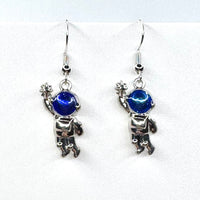 Amy Foxy Style Handmade Earrings - Reaching for the Stars Astronauts: Silver