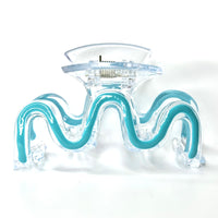 Funteze Wavy Clear Hair Claw Clip - TURQUOISE