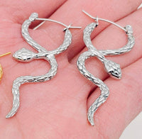 Mio Queena - Stainless Steel Snake Hoop Earrings