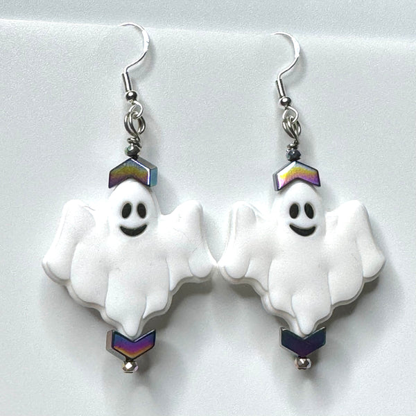 Amy Foxy Style Handmade Earrings - White Silicone Ghosts