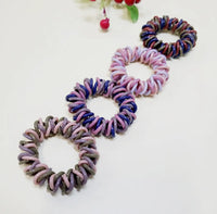 Funteze - Spiral Telephone Cord Hair Ties - Assorted Triple Twisted