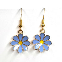 Amy Foxy Style Handmade Earrings - Daisy Flower Charms with Golden Hooks: Periwinkle