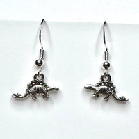 Amy Foxy Style Handmade Earrings - Silver Alloy Dinosaur Charms: Tiny Stegosaurus