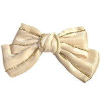 Giant Bow Barrette: Ivory with Rhinestones