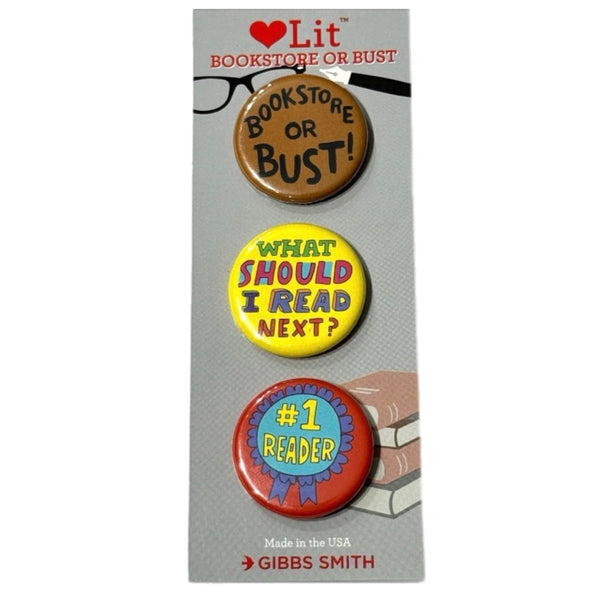 Gibbs Smith - “Bookstore or Bust” 3-Button Assortment