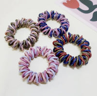Funteze - Spiral Telephone Cord Hair Ties - Assorted Triple Twisted