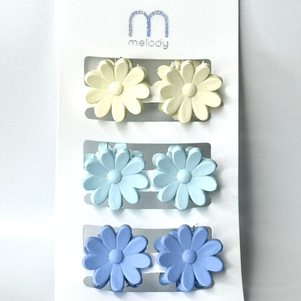 Love and Repeat Miniature Flower Hair Claw Clip Set - BLUE