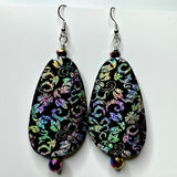 Amy Foxy Style Handmade Earrings - Holographic Flourish Beads with Faceted Accents