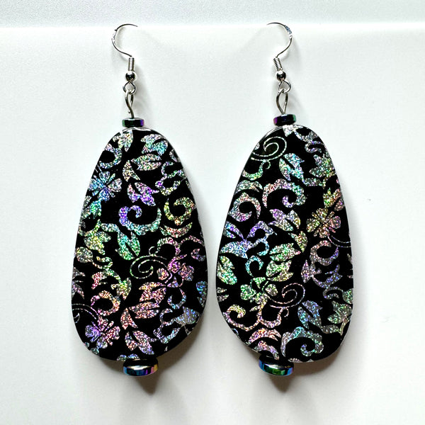Amy Foxy Style Handmade Earrings - Holographic Flourish Beads with Rondelle Accents