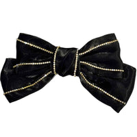 Giant Bow Barrette: Black with Rhinestones