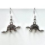 Amy Foxy Style Handmade Earrings - Silver Alloy Dinosaur Charms: Stegosaurus