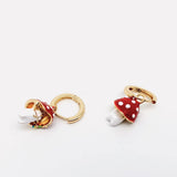 Mio Queena - Enamel Cute Mushroom Huggie Hoop Earrings