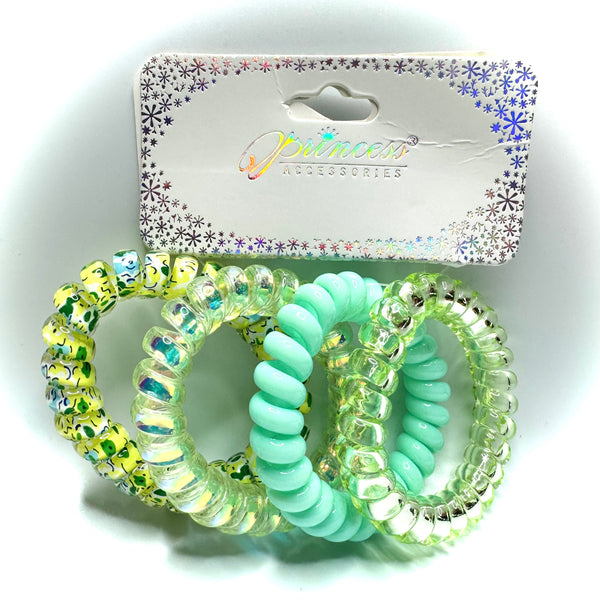 Love and Repeat - Spiral Telephone Cord Hair Ties - Mixed Green